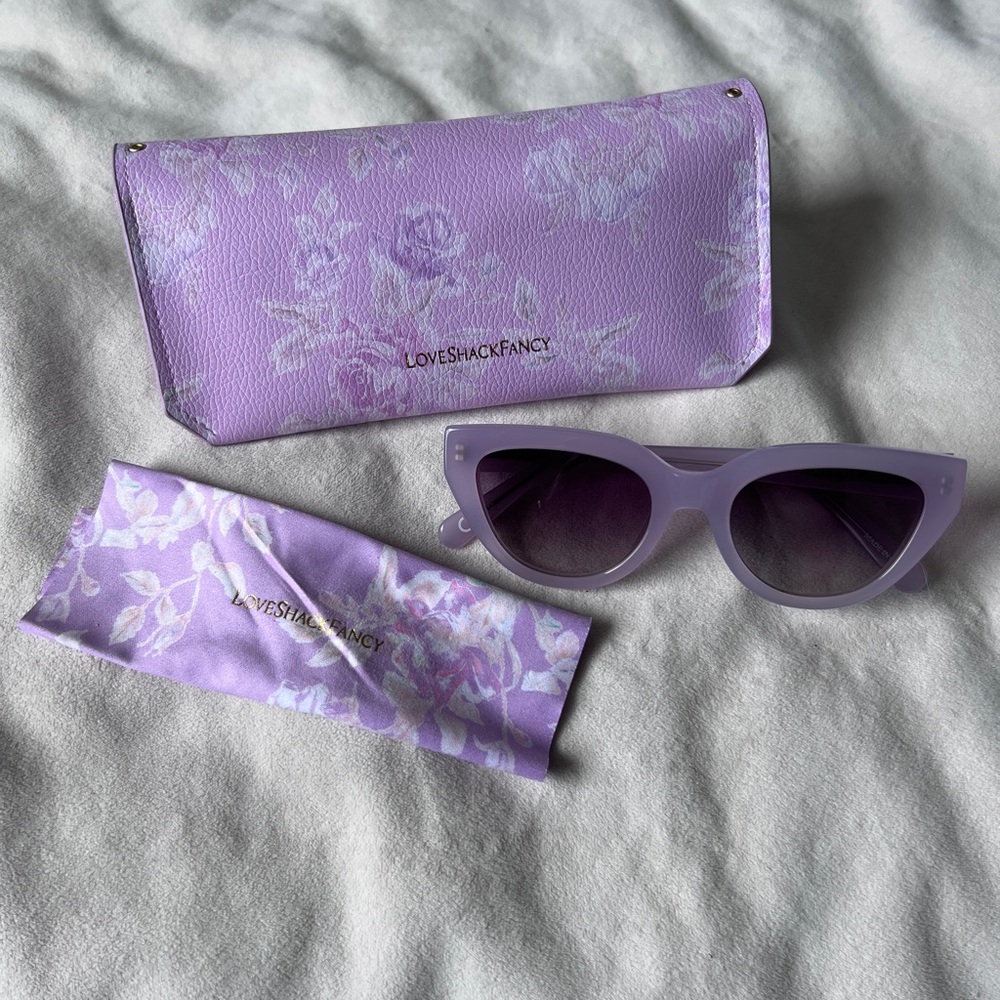 LoveShackFancy Purple Sunglasses Set with Floral Accents